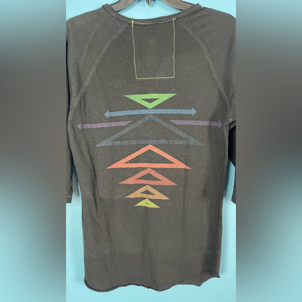 VINTAGE HTF AVIATOR NATION HENLEY WITH AZTEC PRINTED ON BACK